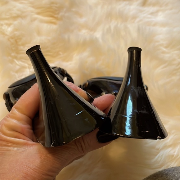 Fendi Black Logo Mules w/ Wood Insole and Black Heels - Picture 6 of 7